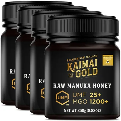 Produktbild von Kaimai Gold MGO 1200+ / UMF 25+ Manuka Honig * 4x 250g Premium Monofloral UMF® Certified Neuseeland ManukaHonig * 820 829 830 850 1000 1046 1122 1282