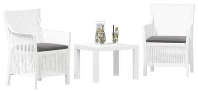 Immagine prodotto di vidaXL Set da salotto, 3 pezzi, bianco, in PP