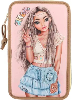 Produktbild von Depesche 3-Fach Federtasche TOPModel Hippie Heart rosa-braun