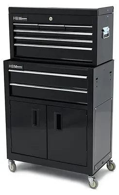 Produktbild von HBM Werkzeugwagen inklusive Aufsatzschrank, schwarz, Modell 2