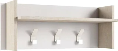 Produktbild von Eingangsmöbel Narciso, Garderobenständer mit 3 Haken, Regal zur Aufbewahrung im Flur, 100%  Italy, 90x29h34 cm, Weiß und Eiche
