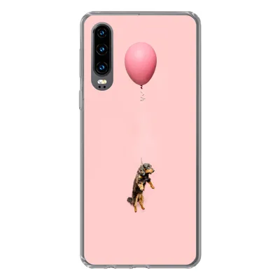 Produktbild von MuchoWow® Handyhülle Schutzhülle Hülle für Huawei P30 Dackel schwebt durch einen Ballon nach oben Silikon Softcase Handy Hülle - Kartenbesitzer