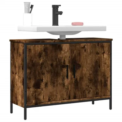 Produktbild von Waschbeckenunterschrank Räuchereiche 80x30x60 cm Holzwerkstoff 842453