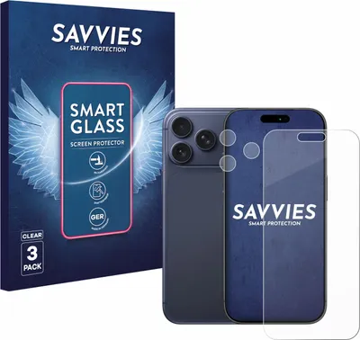 Produktbild von 3x Savvies Schutzglas Folie für Apple iPhone 17 Pro Max (Display+Kamera) 9H Panzer Schutzfolie Glas Displayschutz klar transparent