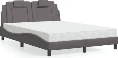 Image de vidaXL Lit "Viana" avec matelas Gris 140x190 cm Similicuir