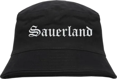 Produktbild von Sauerland Fischerhut - Altdeutsch - bestickt -  Bucket Hat Anglerhut Hut Schwarz S/M
