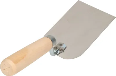 Image de KOTARBAU® Truelle de maçon en inox 128 mm x 80 mm avec manche en bois Truelle de stucateur Truelle à crépi angulaire Spatule de stucateur indispensable pour les travaux de maçonnerie
