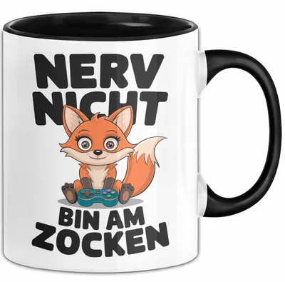 Produktbild von Fuchs Tierliebhaber Tasse Geschenk Lustige Geschenkidee Spruch Nerv Nicht Bin Am Zocken (Schwarz)