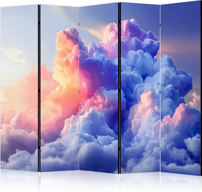 Produktbild von 5-teiliger Doppelseitiger Vlies Paravent - Clouds Like Painted: Artistic Brushes of Dawn Painting the Sky 225x172 cm b-H-10027-z-a