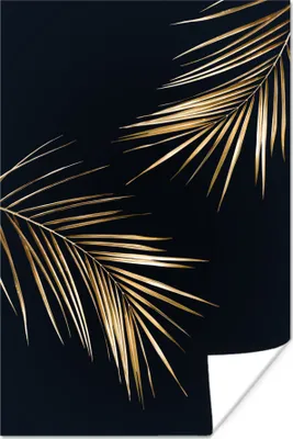 Produktbild von MuchoWow® Poster Farne - Pflanzen - Gold 20x30 cm - Papierdruck