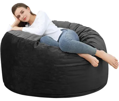 Immagine prodotto di Pouf XXL - Poltrona in velluto - 120x120x70 cm - Morbido - Lavabile - Imbottitura in schiuma regolabile - Per videogiochi - Nero