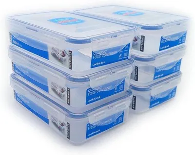 Obrázek produktu pro Vzduchotěsné obdélníkové nádoby na potraviny – objem 770 ml – sada 6 kusů