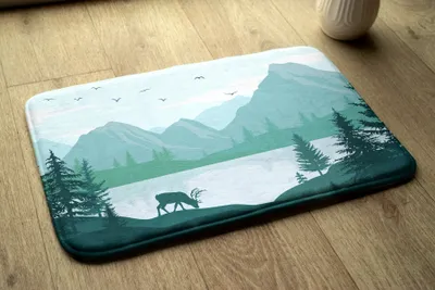 Produktbild von Badteppich Saugfähige - Badezimmer Teppich - Rutschfester Badvorleger Badematte - 90x60 cm - Hirsche Berg