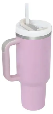 Immagine prodotto di Pronett XJ5555 Tazza termica con manico e cannuccia, acciaio inossidabile, 1200 ml, rosa chiaro