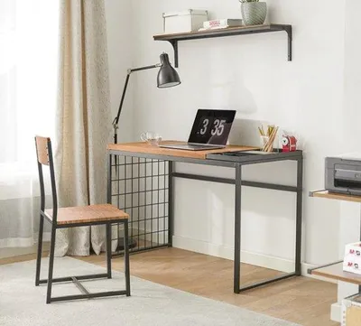 Productafbeelding van Industriële computerwerkplek met stoel - MDF/metaal - Bruin/zwart - 115x75x52 cm