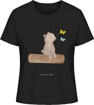 Produktbild von Mr. & Mrs. Panda Baumwoll T-Shirt Damen Bär Naturliebhaber Größe L - Schwarz - Geschenk, Outdoor, Oberteil, Nature Lover, Wandern, Basic, shirt