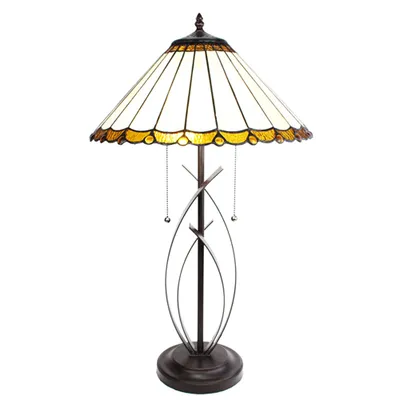 Obrázok produktu pre Clayre & Eef 5LL-6282 Stolná lampa Tiffany Ø 41x69 cm E27-max 2x60W Béžová - hnedá