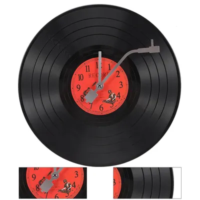 Produktbild von Wanduhr Vinyl Design 30cm leise ohne Ticken batteriebetrieben Retro Uhr Wohnzimmer Büro Kinderzimmer Deko