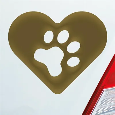 Produktbild von Auto Aufkleber Hund Herz Liebe Pfote Dog Heart KFZ 11,5x9,5 cm Gold Sticker Heckscheibenaufkleber