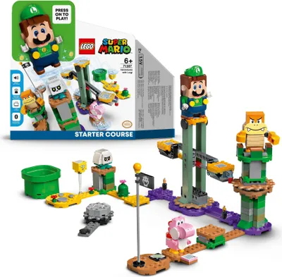 Produktbild von LEGO 71387 Super Mario Abenteuer mit Luigi – Starterset, Spielzeug mit einer interaktiven Figur, modulares Set