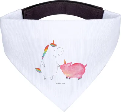 Produktbild von Mr. & Mrs. Panda Hunde Halstuch Einhorn Schwein - Weiß - Geschenk, Freundin, Hund, Tuch, Hundehalstuch, Für, Bandana, Unicorn, Einhörner, Schweinchen