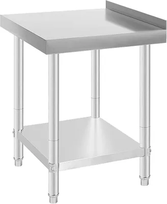 Image de Table de travail en acier inoxydable, table en acier inoxydable, tables de travail pour cuisine, table de cuisine en acier inoxydable, dimensions : 61 x 61 x 90 cm