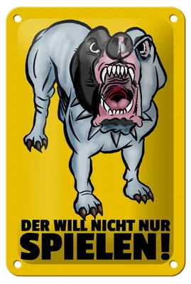 Produktbild von Blechschild Spruch 12x18cm Der will nicht nur spielen Hund