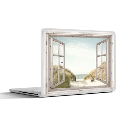 Produktbild von MuchoWow® Laptop Aufkleber Sticker Cover Aussicht - Strand - Fahrrad 32.5x23.5 cm - Sticker für Laptop - Selbstklebend