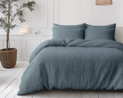 Obrázek produktu pro Sleeptime, přikrývka z mušelinu, zelená, 240 x 200 cm, včetně povlaků na polštáře