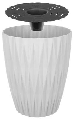 Obrázek produktu pro Květináč s vložkou – plastový květináč 17,5 cm – pro květiny a zelené rostliny – moderní design – bílý