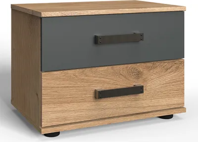 Produktbild von Nachtschrank Eiche mit graphit Industrial Style SUNDERLAND-43