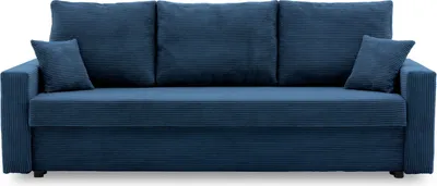 Produktbild von Couch AIKIDO 223x90 - mit schlaffunktion - Farben zur Auswahl - modernen Couch - mit Bettkasten - Moderner Cordstoff - Stoff POSO 005 Dunkelblau