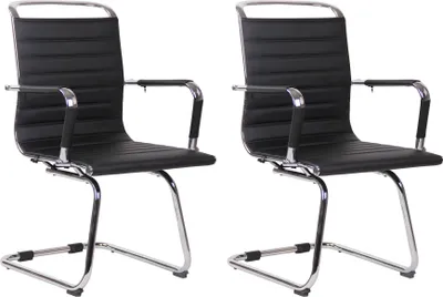 Produktbild von CLP 2er Set Besucherstühle Balve mit Gestell aus Metall in Chromoptik schwarz Material Kunstleder