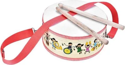 Produktbild von Holzkindertrommel - Musikinstrument für Kinder mit Schultergurt - ideal für Geburtstagsgeschenke - kompakt - für singende Tanzpartys