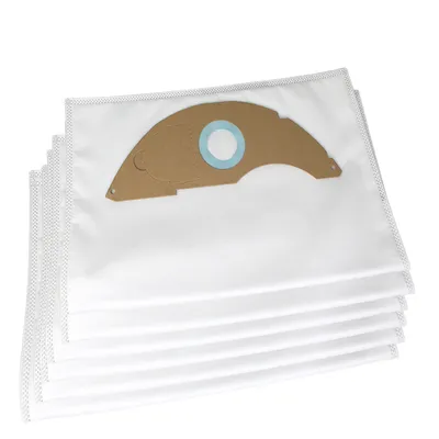 A stack of white vacuum cleaner bags with brown cardboard collars.
