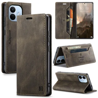 Produktbild von Hülle für Xiaomi Redmi Note 17 Pro 5G/4G, Retro Kunstleder Tasche Kartenfächern und Ständer Schutzhülle Kaffee