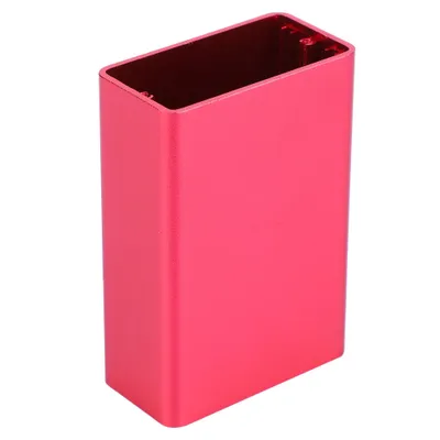 A red aluminum enclosure for electronic projects.