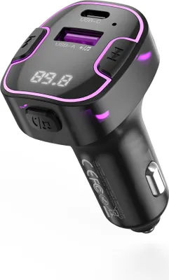 Image de XO, émetteur FM de voiture Bluetooth avec USB + chargeur USB-C, noir