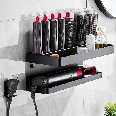 Produktbild von Wandhalterung Halter für Dyson Airwrap,Haartrocknerh,Lockenstab Halterung Ohne Bohren,Haartrockner Wandhalterung,Metallständer,mit Aufbewahrung