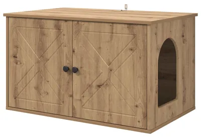 Immagine prodotto di vidaXL Casetta per gatti artigianale in rovere 85 x 55 x 50 cm Materiale a base di legno
