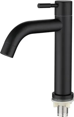 Produktbild von G1/2-Zoll-Edelstahl-Waschbecken-Einzelarmatur für Kaltwasser, schwarz, für Badezimmer und WC