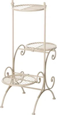 Obrázok produktu pre BELIANI 3-úrovňový stojan na rastliny béžový železný 26 x 53 x 71 cm interiérový a exteriérový kovový kvetináč tradičný stojan na rastliny