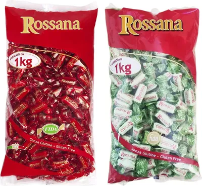 Produktbild von Rossana Maxi Mix Original Bonbons + Pistazie [2 Beutel mit je 1 kg] - Insgesamt 2 kg