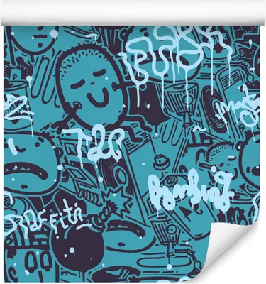 Produktbild von 10m VLIES TAPETE Rolle Kinderzimmer Graffiti Muster Musik Stereoanlagen XXL