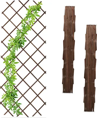 Produktbild von Relaxdays Rankgitter ausziehbar, 3er Set, 180x90 cm, Holz, Rankhilfe Kletterpflanzen, Holzgitter Wand, Spalier, braun