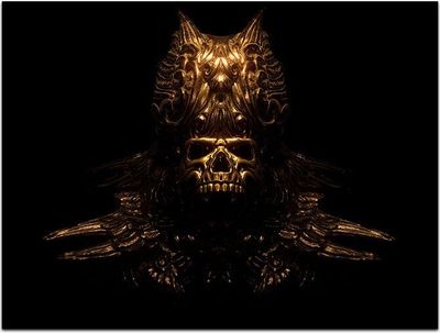 Wandbild Acrylglas Totenkopf, goldene Totenmaske, Schädel, Schmuck, Skull M0125 – 100x75cm