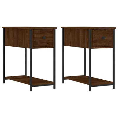 Productafbeelding van Nachtkastjes 2 st 30x60x60 cm bewerkt hout bruin eikenkleur