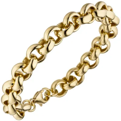 Produktbild von 10,2mm Armband Erbsarmband Armkette aus 925 Silber in Gelbgold vergoldet 21cm