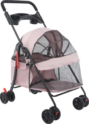 Produktbild von Hundebuggy - Haustierwagen/Katzenwagen - Faltbar - Für kleine bis mittelgroße Hunde und Katzen - Reisebuggy - Rosa