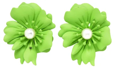 Immagine prodotto di AVANT-GARDE PARIS Orecchini a bottone con perle floreali in verde matcha